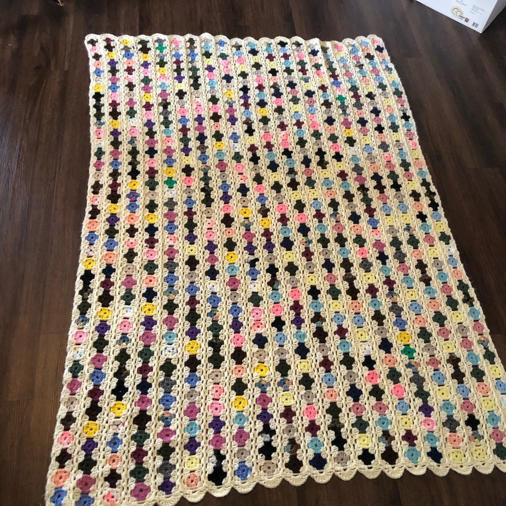 Granny Square Crocheted Afghan Throw Blanket Handmade Knit Multicolor VTG 67x49 - Picture 5 of 5